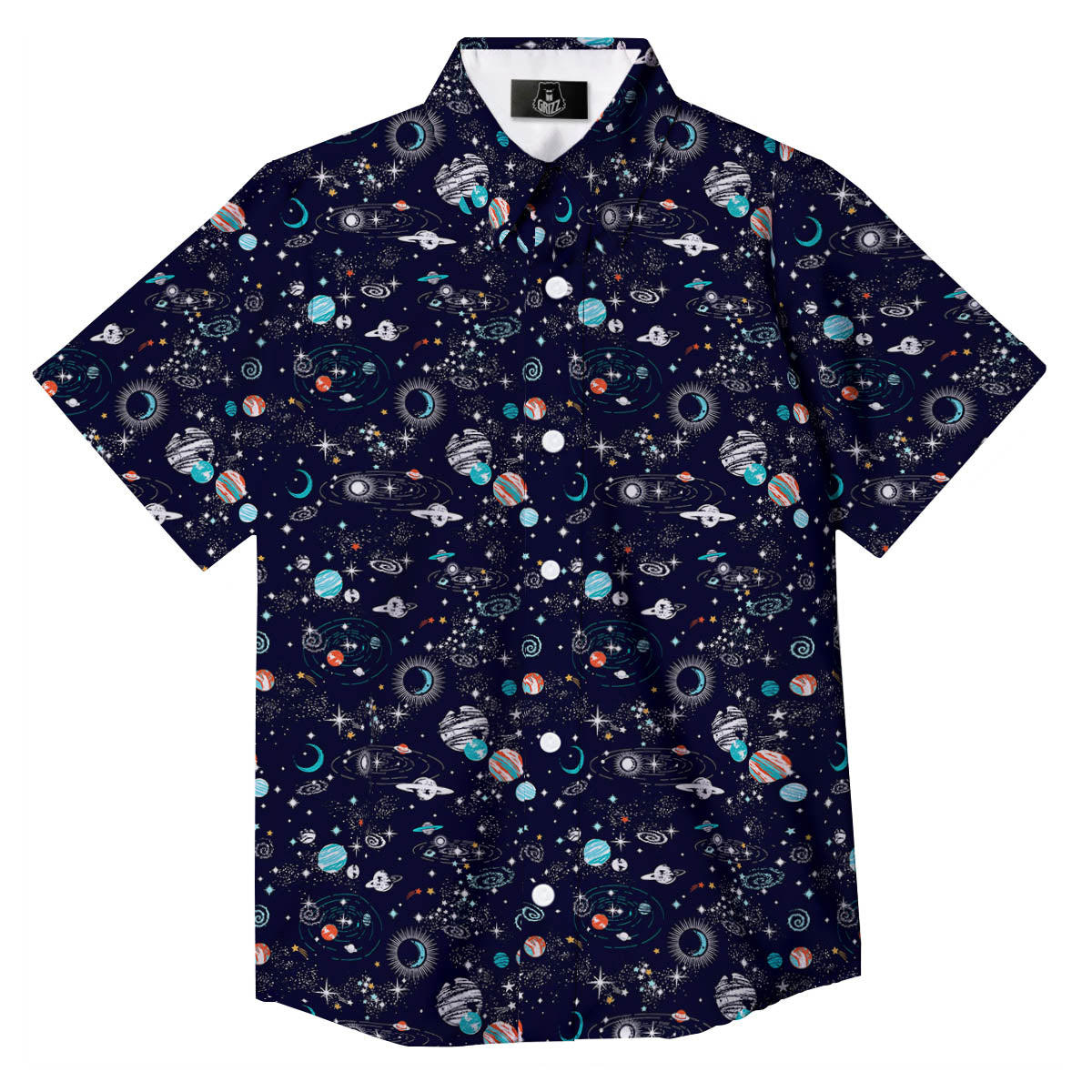 Planets And Constellations Print Pattern Button Up Shirt-grizzshop