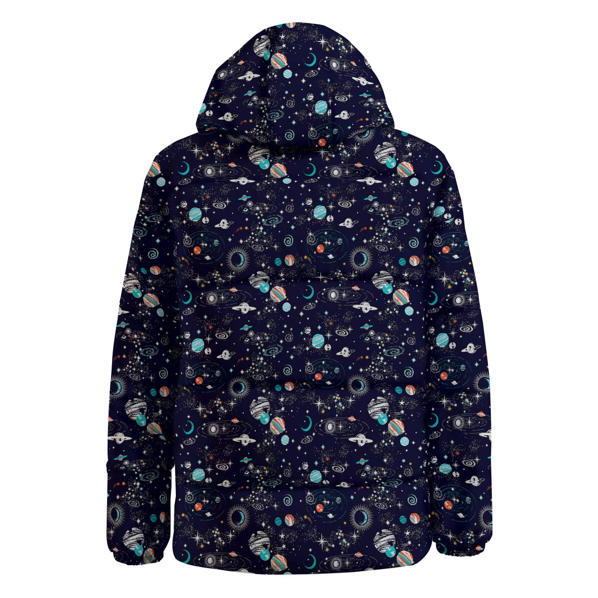 Planets And Constellations Print Pattern Down Jacket-grizzshop