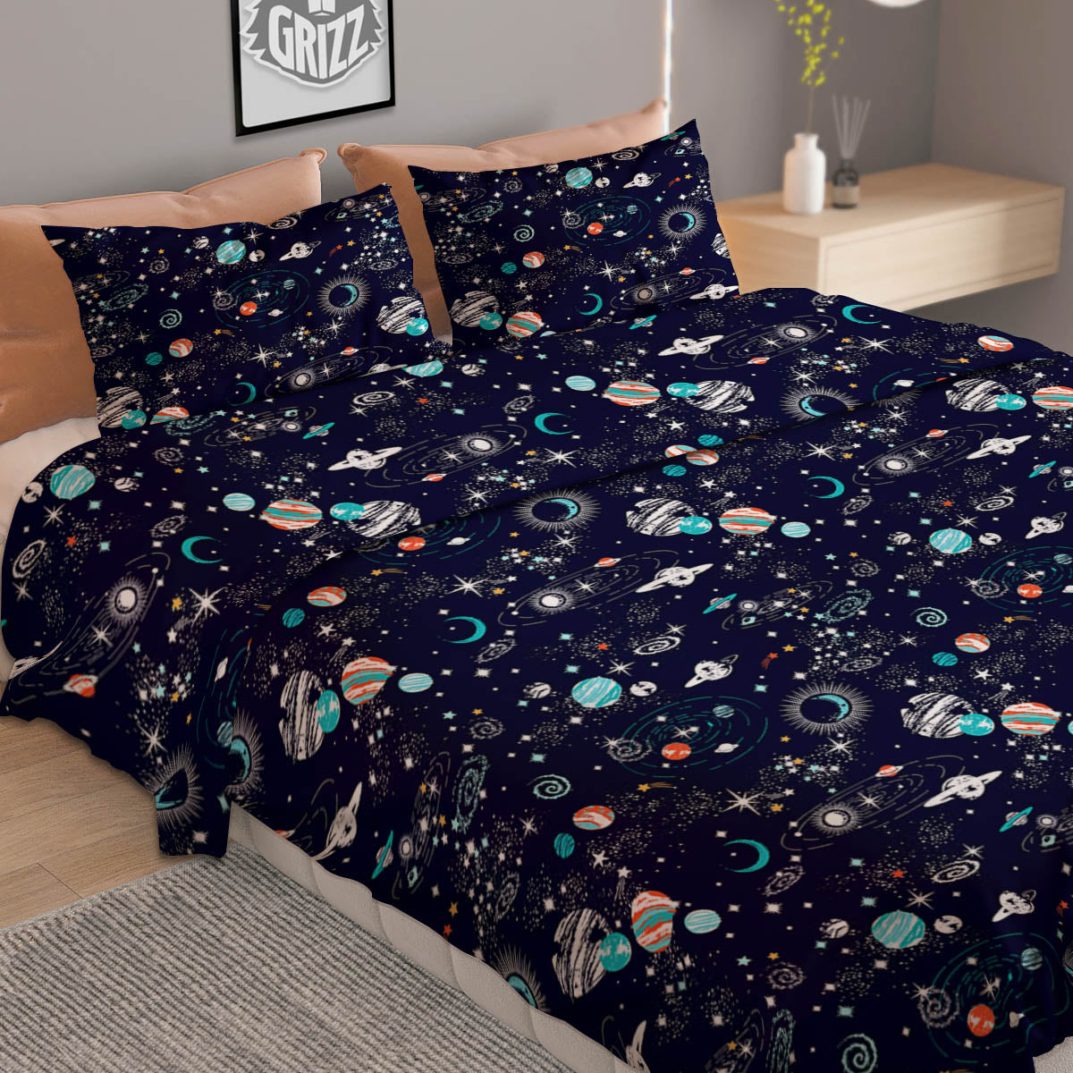 Paw Grey Animal Print Pattern Duvet Cover Bedding Set