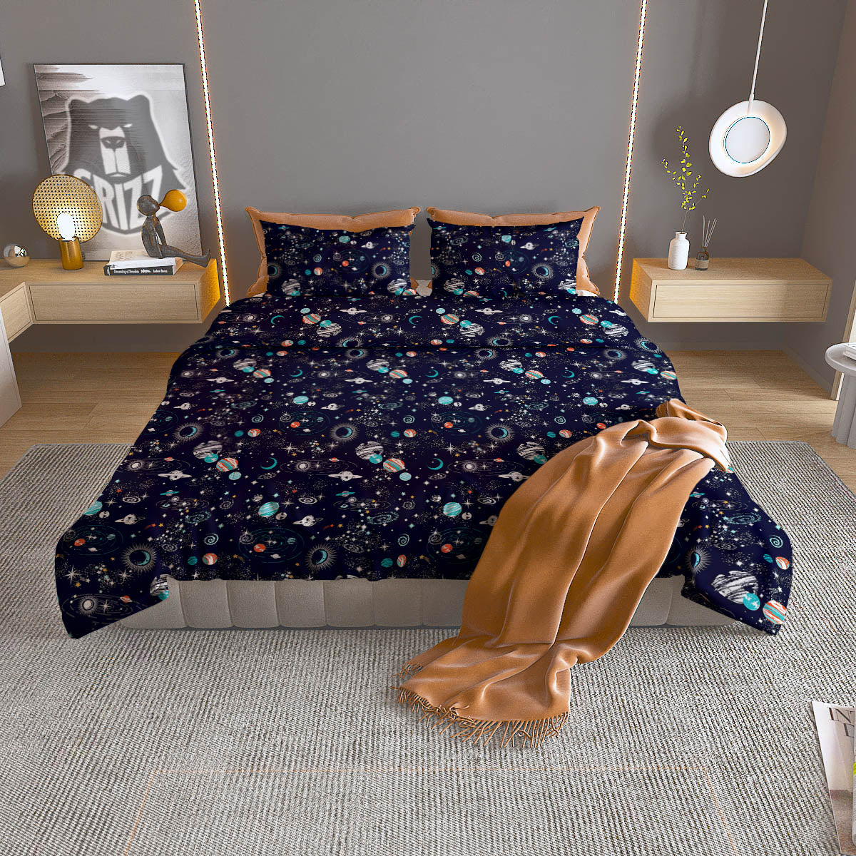 Paw Grey Animal Print Pattern Duvet Cover Bedding Set