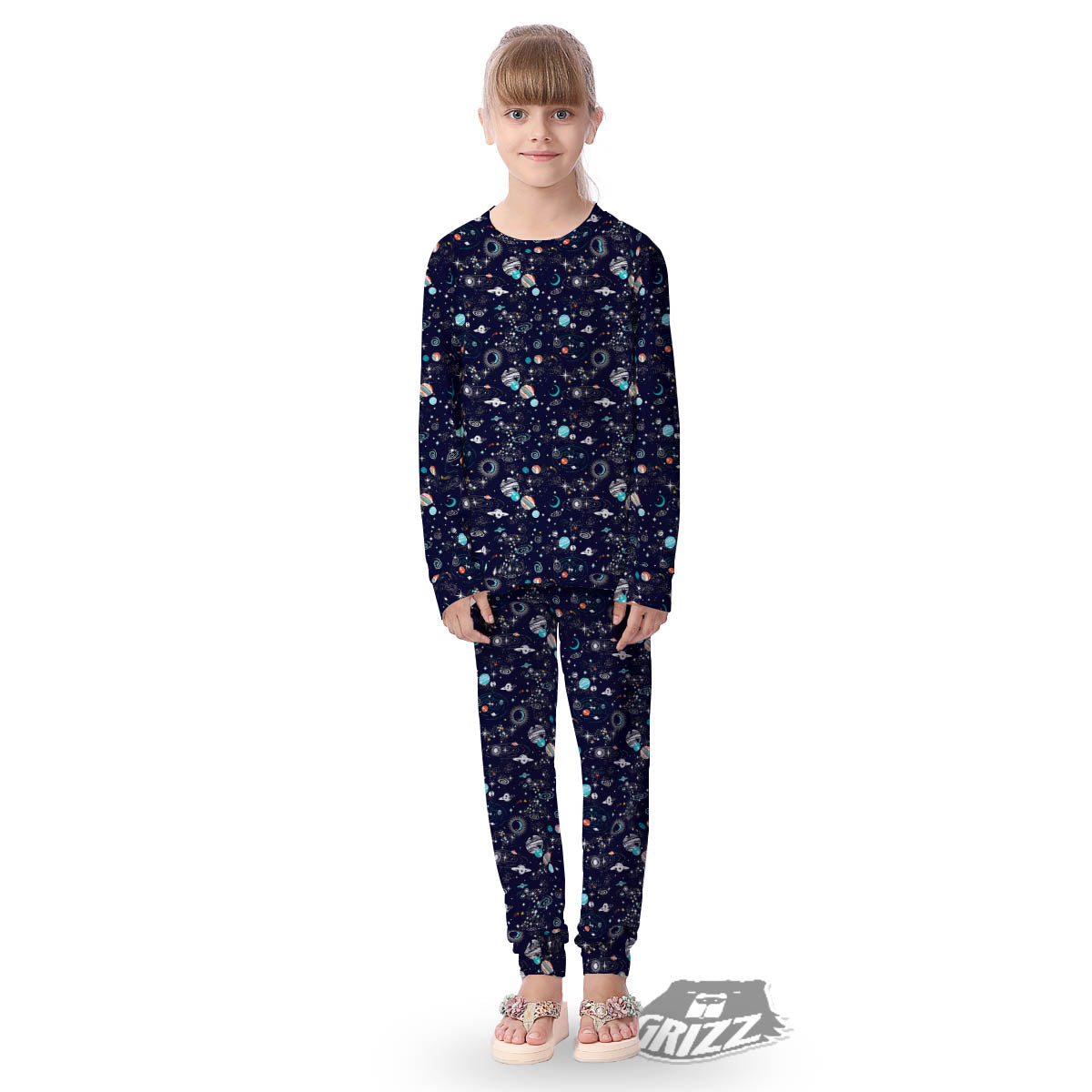 Planets And Constellations Print Pattern Kid's Pajamas-grizzshop