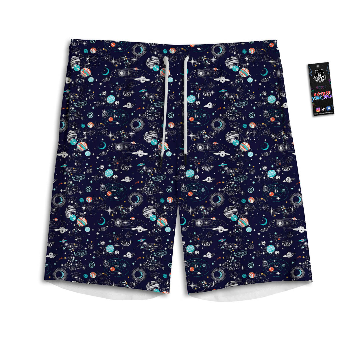 Planets And Constellations Print Pattern Men's Athletic Shorts
