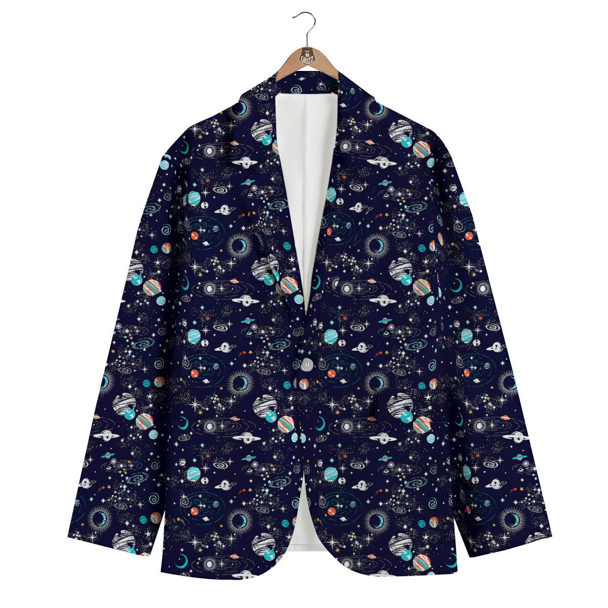Planets And Constellations Print Pattern Men's Blazer-grizzshop