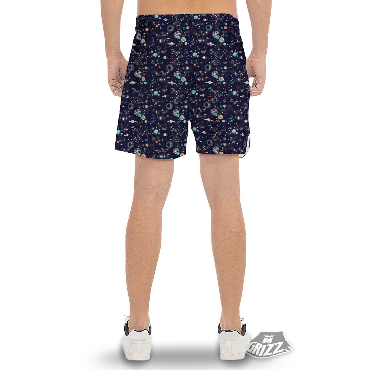 Planets And Constellations Print Pattern Men's Gym Shorts-grizzshop