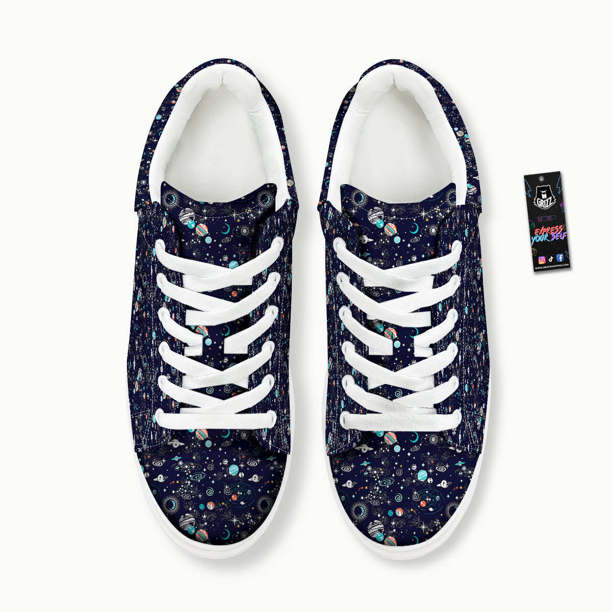 Planets And Constellations Print Pattern Platform Shoes-grizzshop