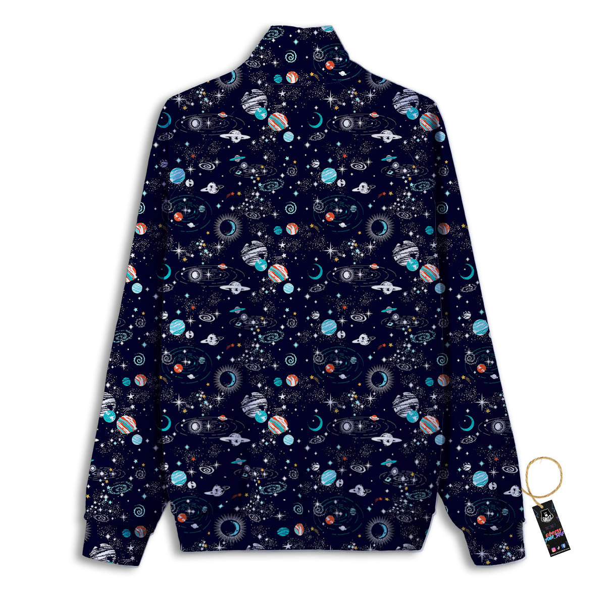 Planets And Constellations Print Pattern Track Jacket-grizzshop