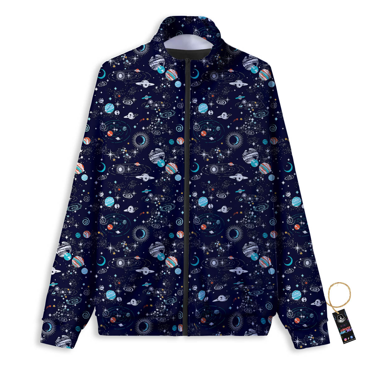 Planets And Constellations Print Pattern Track Jacket-grizzshop