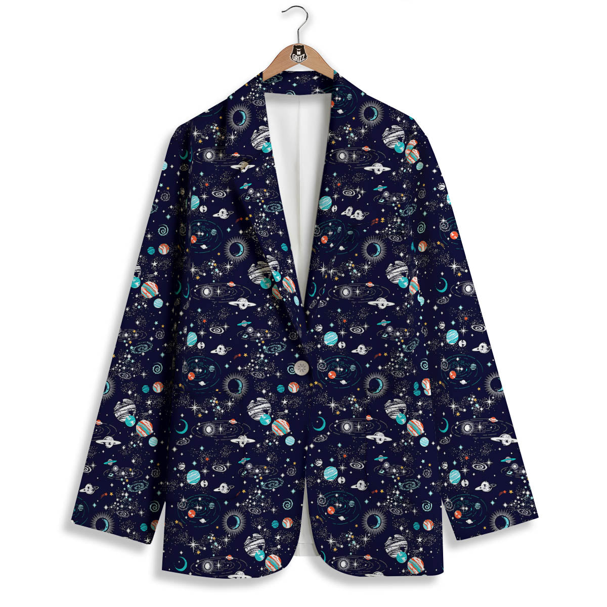 Planets And Constellations Print Pattern Women's Blazer-grizzshop
