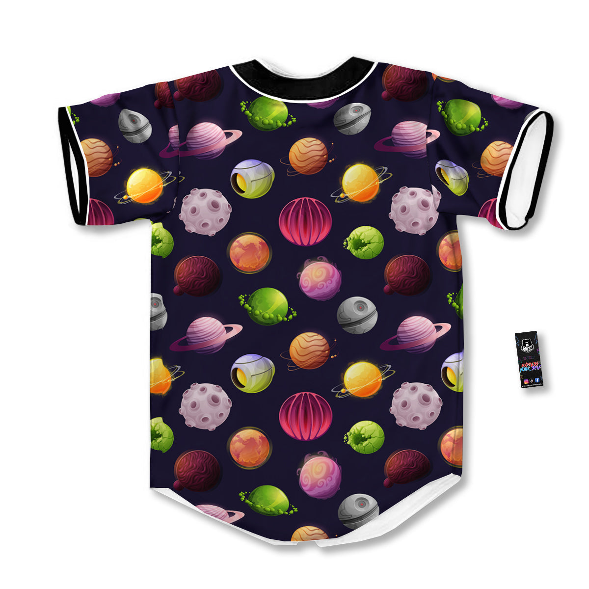 Planets And Stars Print Pattern Baseball Jersey-grizzshop
