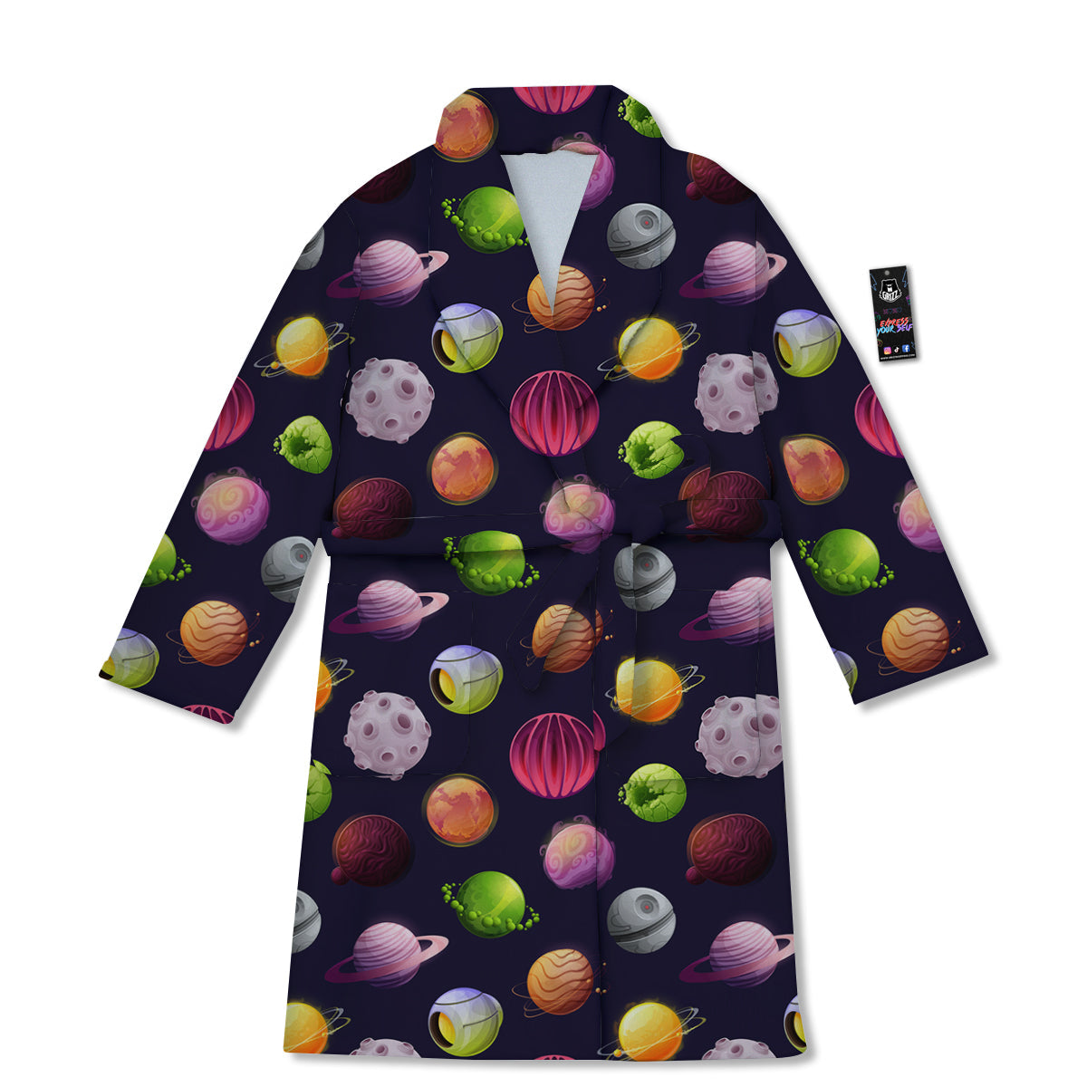 Planets And Stars Print Pattern Bathrobe-grizzshop