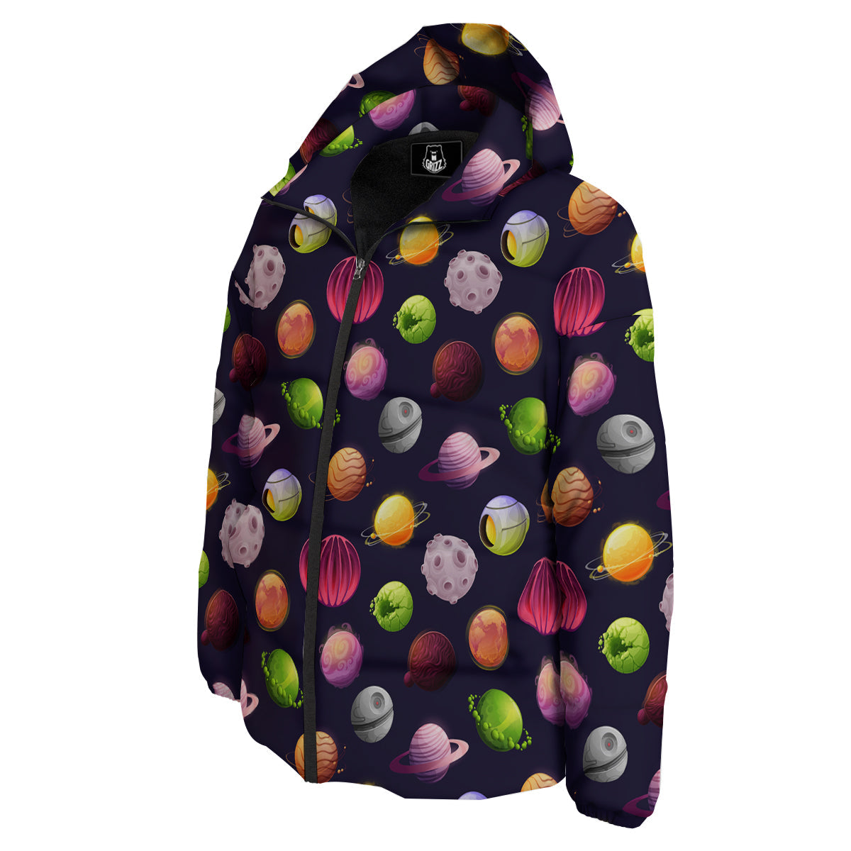 Planets And Stars Print Pattern Down Jacket-grizzshop