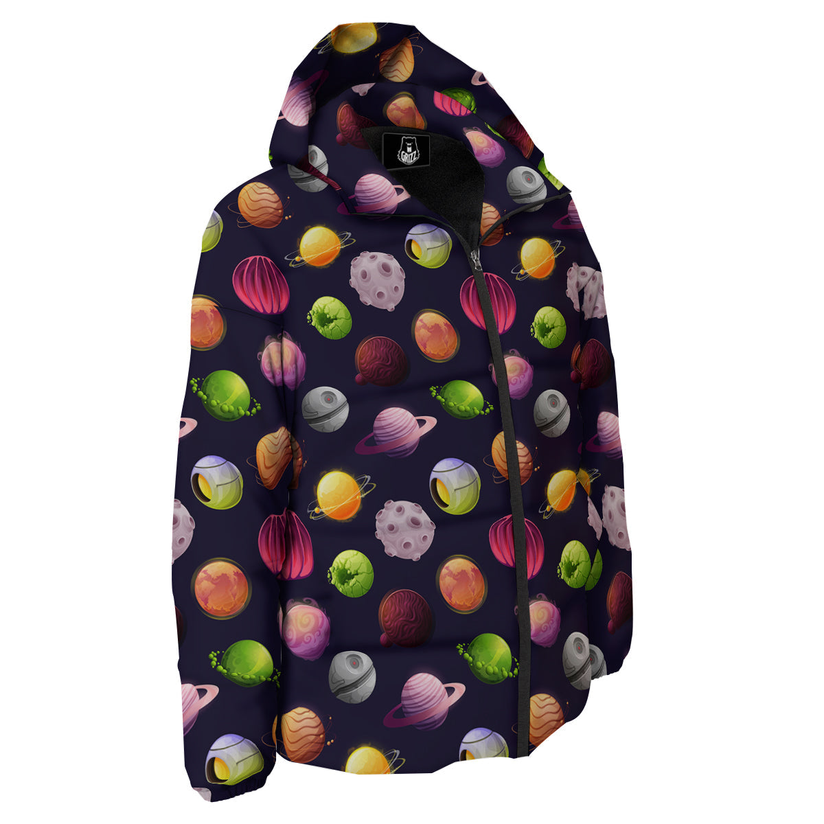 Planets And Stars Print Pattern Down Jacket-grizzshop