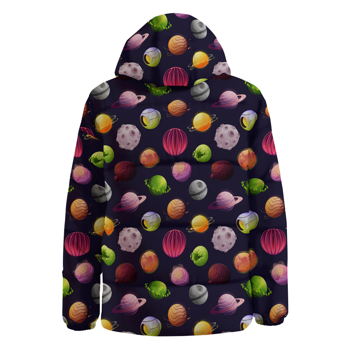 Planets And Stars Print Pattern Down Jacket-grizzshop