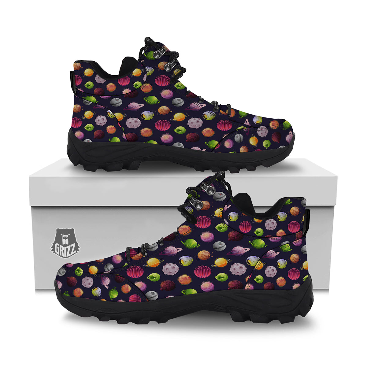 Planets And Stars Print Pattern Hiking Shoes-grizzshop