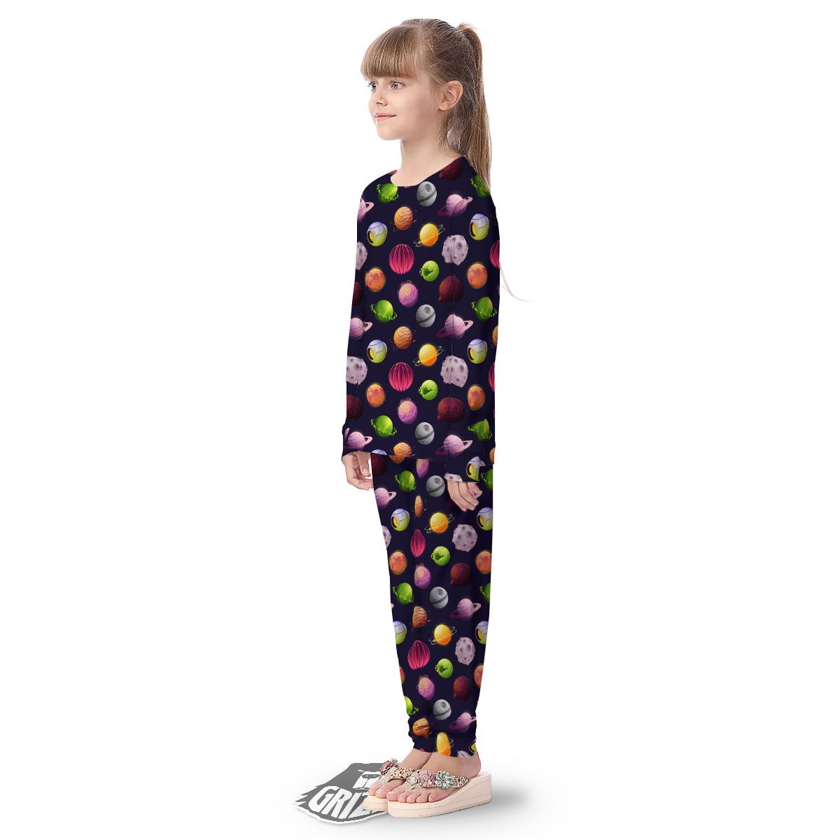 Planets And Stars Print Pattern Kid's Pajamas-grizzshop