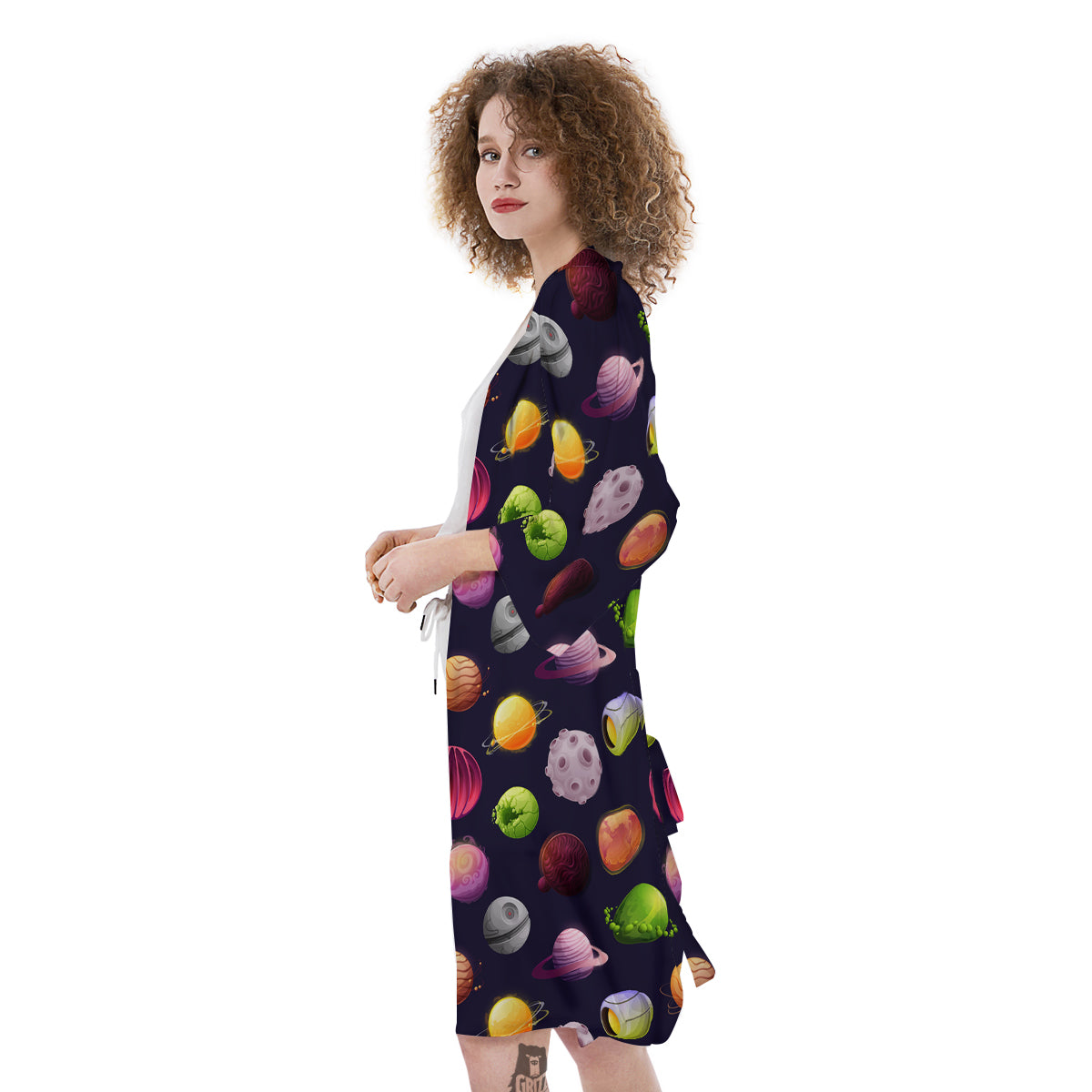 Planets And Stars Print Pattern Kimono-grizzshop