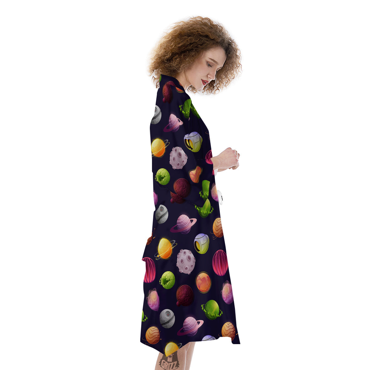 Planets And Stars Print Pattern Kimono-grizzshop