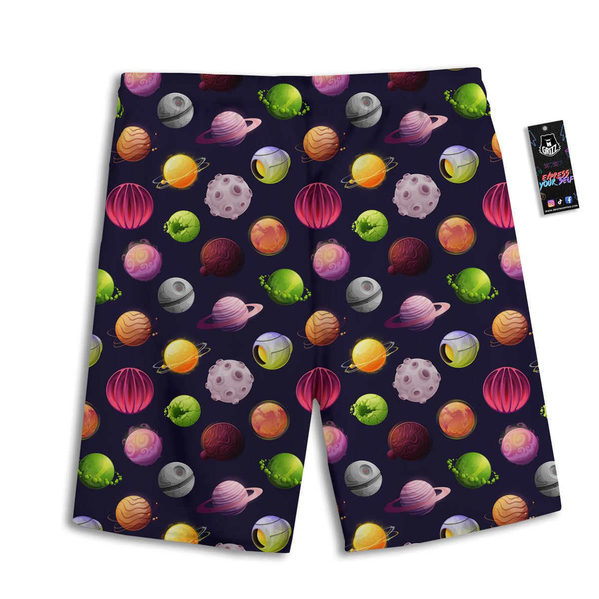 Planets And Stars Print Pattern Men's Athletic Shorts