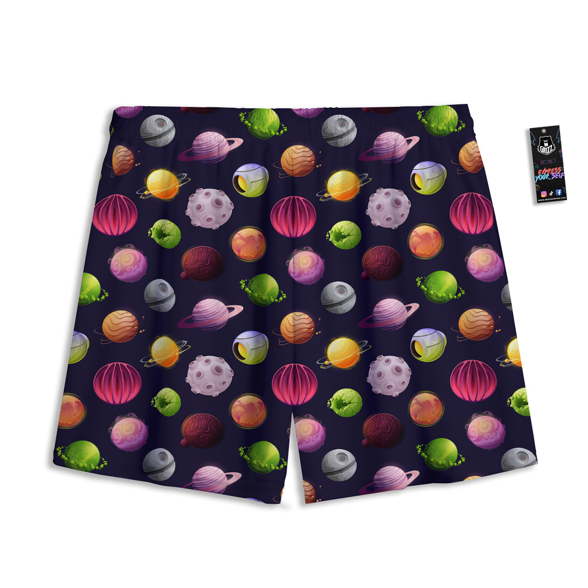 Polka Dot White And Cyan Print Pattern Mesh Shorts
