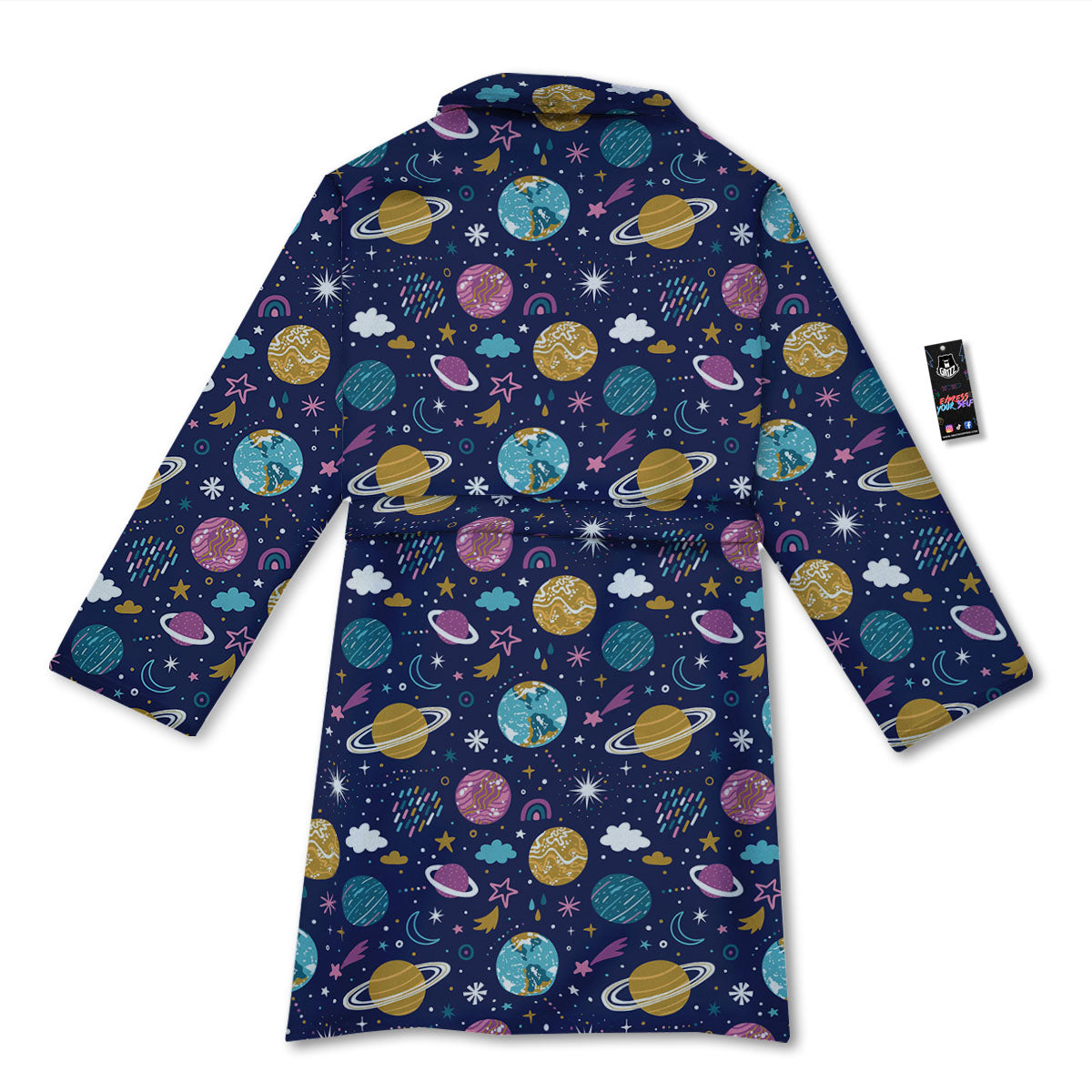 Planets Doodle Print Pattern Bathrobe-grizzshop
