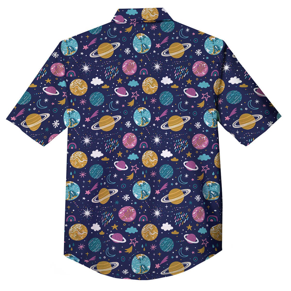 Planets Doodle Print Pattern Button Up Shirt-grizzshop