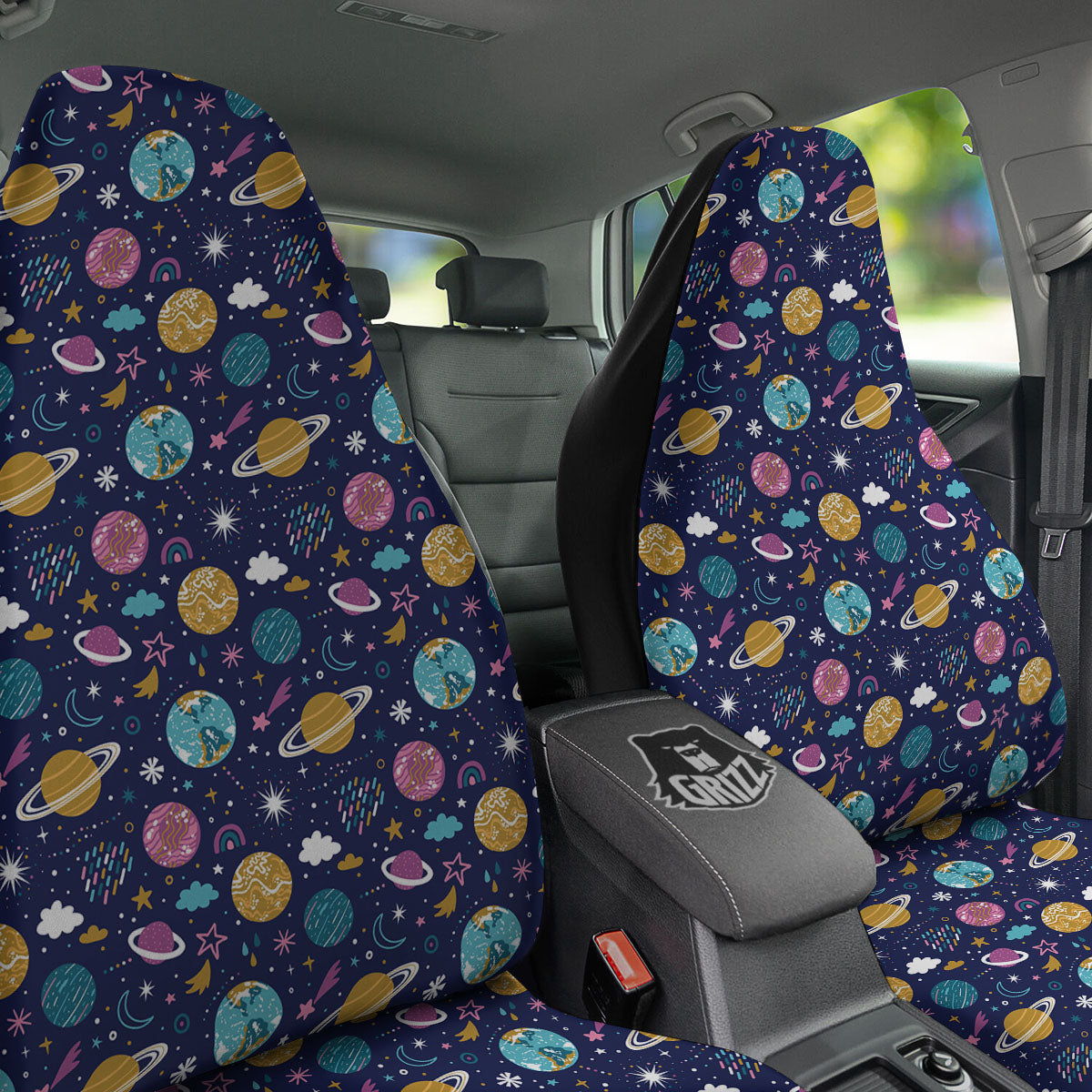Planets Doodle Print Pattern Car Seat Covers-grizzshop