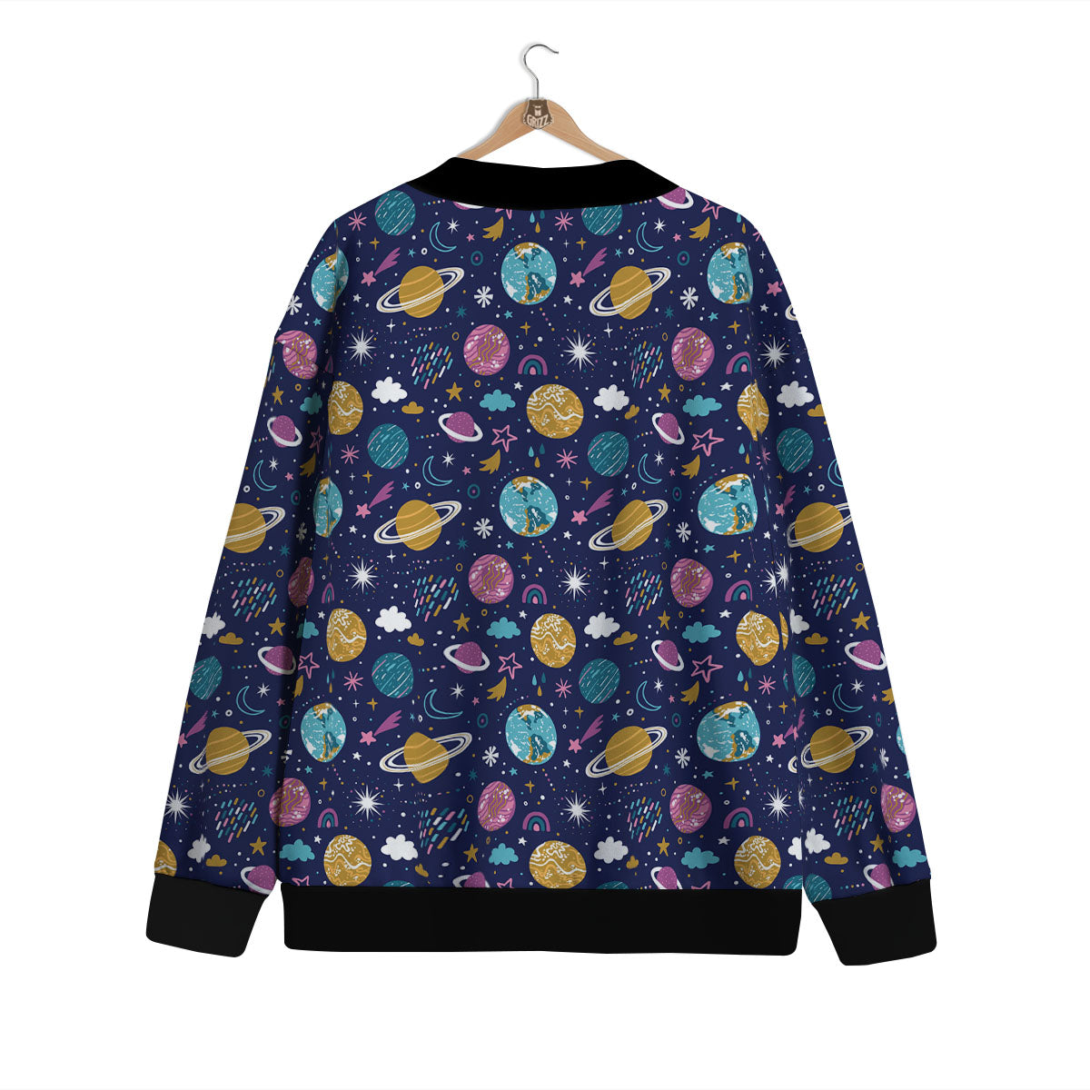 Planets Doodle Print Pattern Cardigan-grizzshop