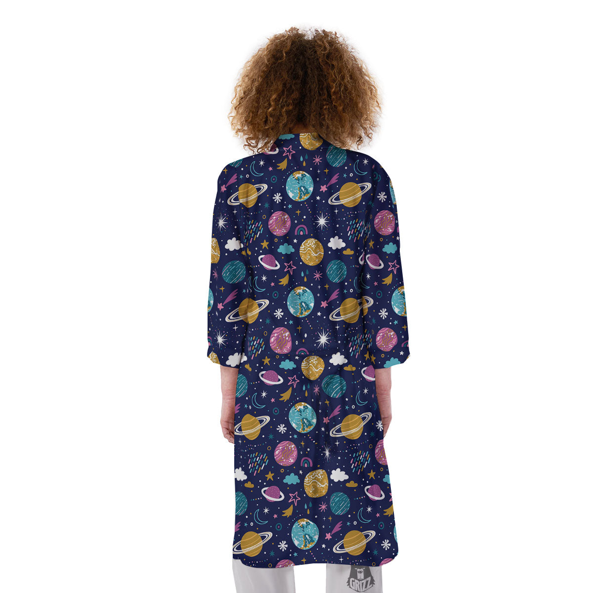Planets Doodle Print Pattern Kimono-grizzshop