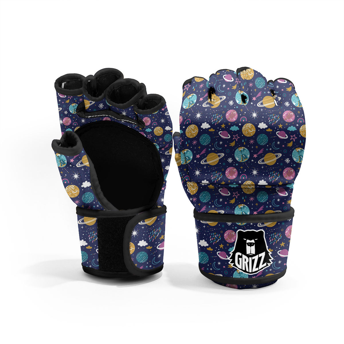 Planets Doodle Print Pattern MMA Gloves-grizzshop