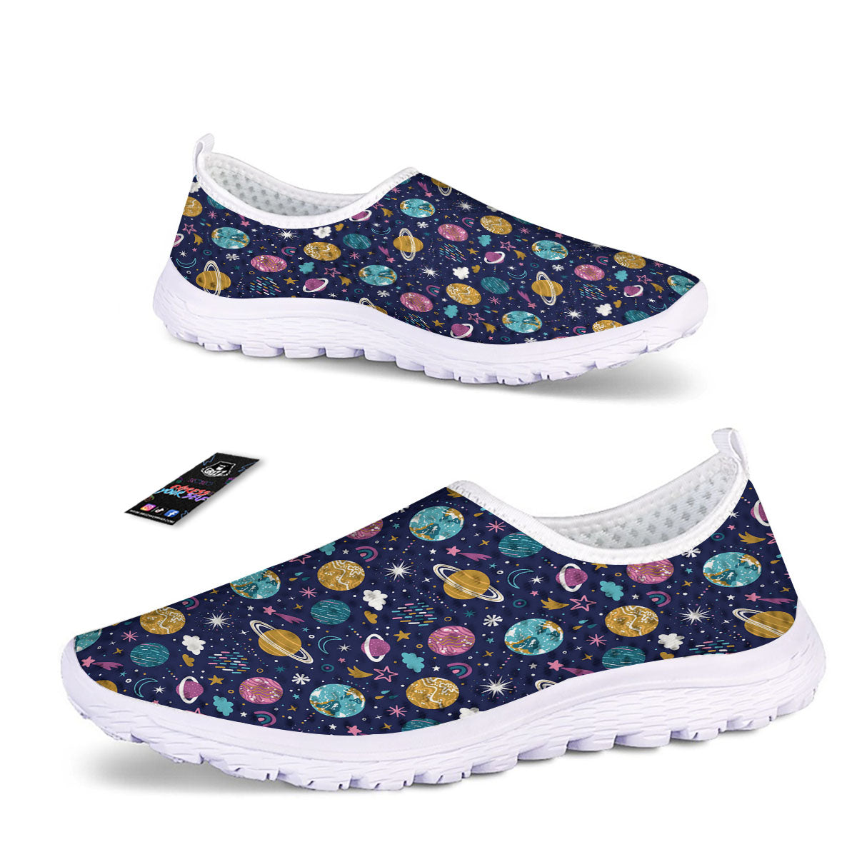 Planets Doodle Print Pattern Nurse Shoes-grizzshop