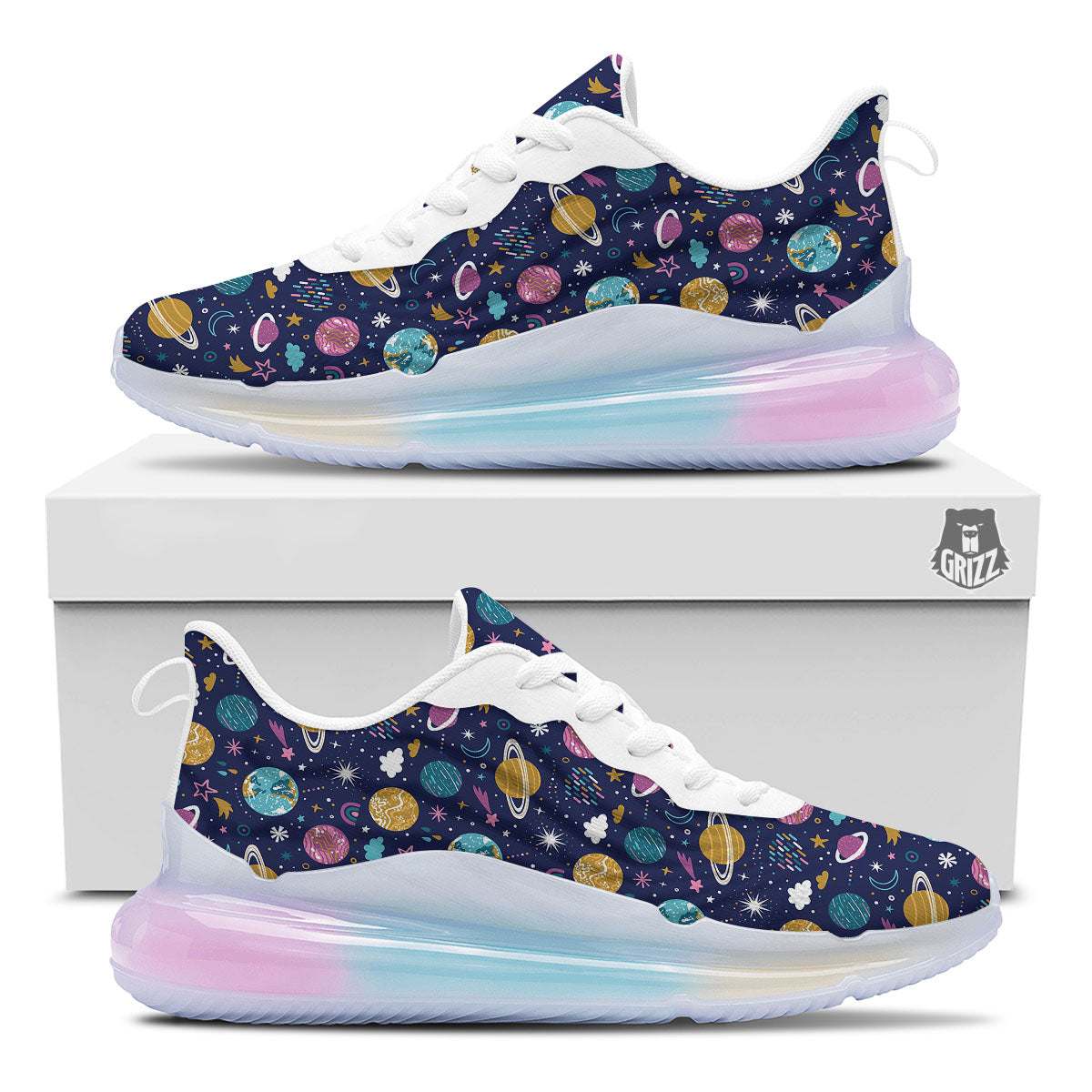 Planets Doodle Print Pattern Running Sneakers-grizzshop