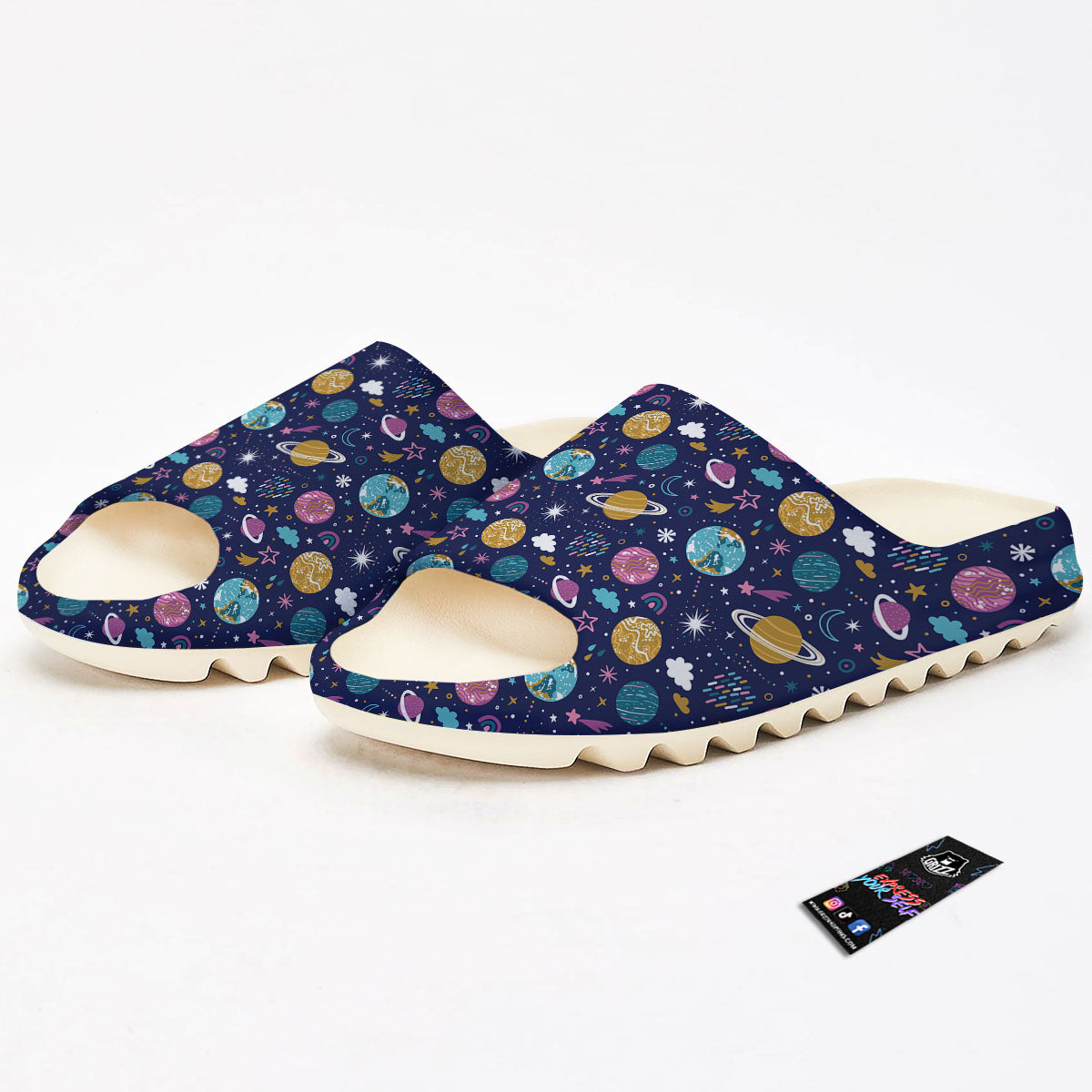 Planets Doodle Print Pattern Sandals-grizzshop