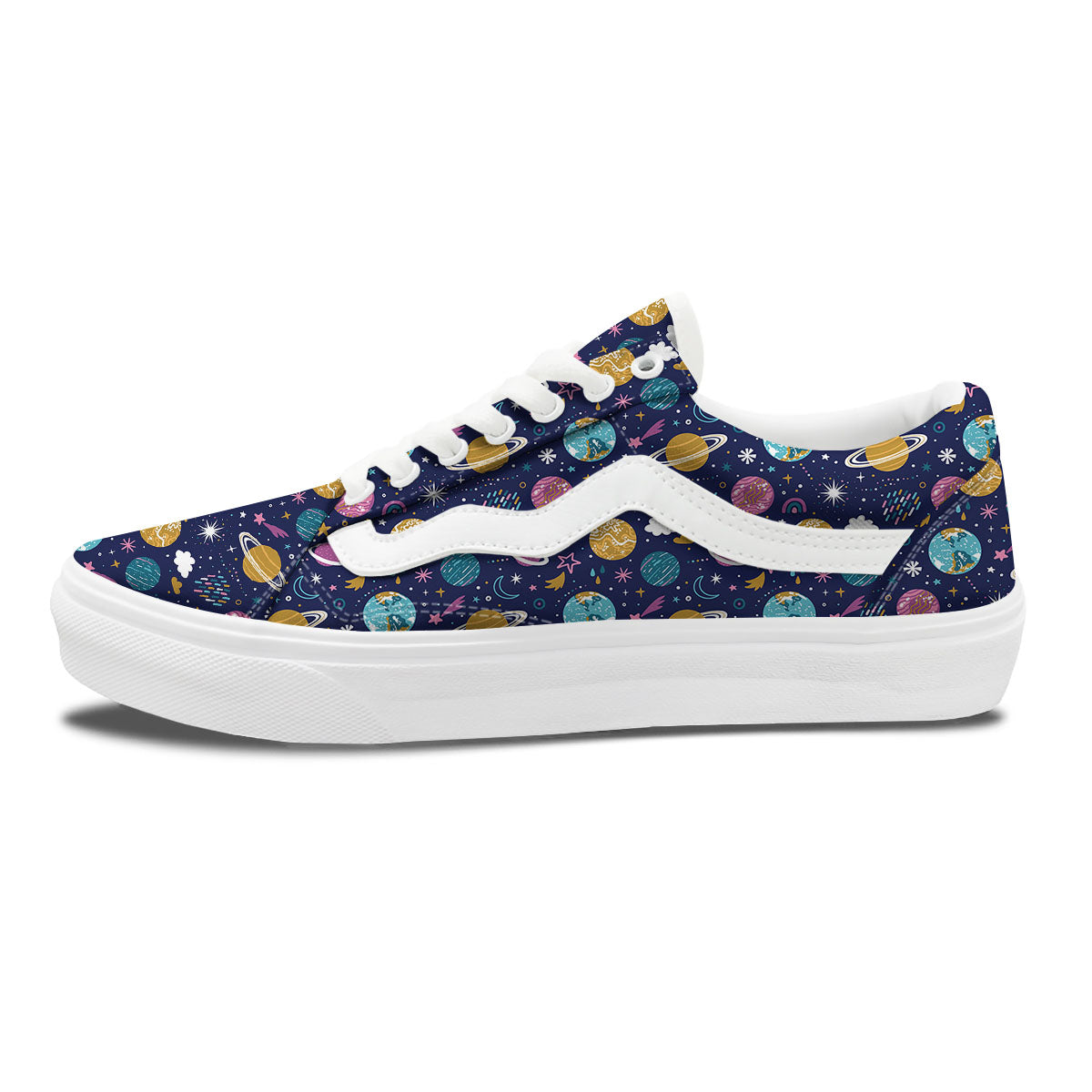 Planets Doodle Print Pattern Skate Shoes-grizzshop