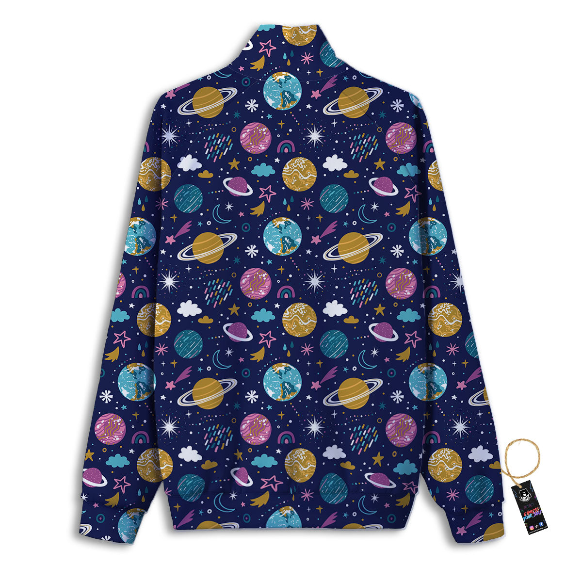 Planets Doodle Print Pattern Track Jacket-grizzshop