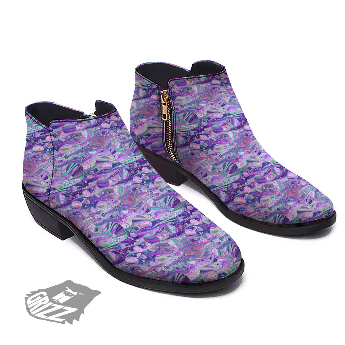 Planets Fantasy Print Pattern Ankle Boots-grizzshop