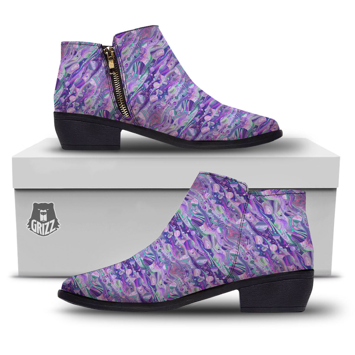 Planets Fantasy Print Pattern Ankle Boots-grizzshop