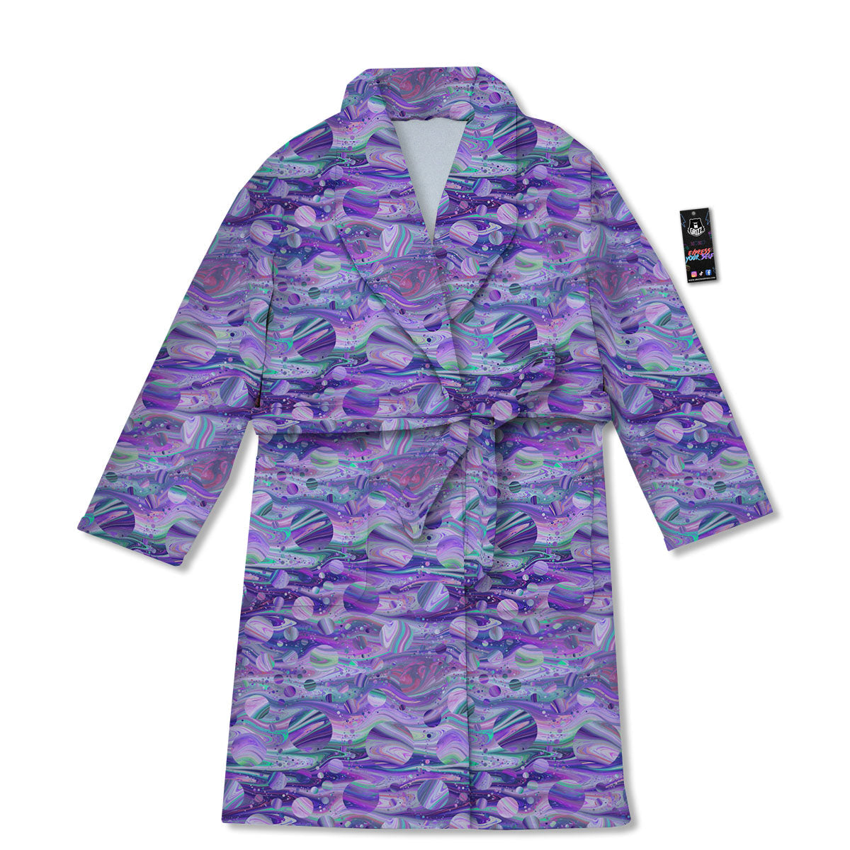 Planets Fantasy Print Pattern Bathrobe-grizzshop
