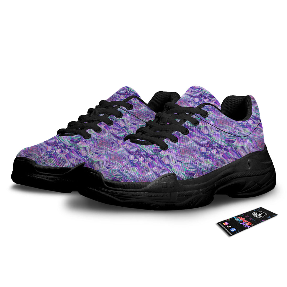 Planets Fantasy Print Pattern Black Chunky Shoes-grizzshop