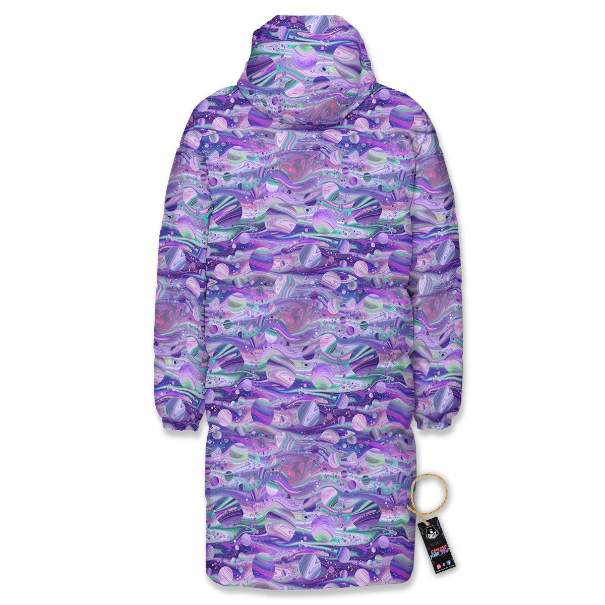 Planets Fantasy Print Pattern Long Down Jacket-grizzshop