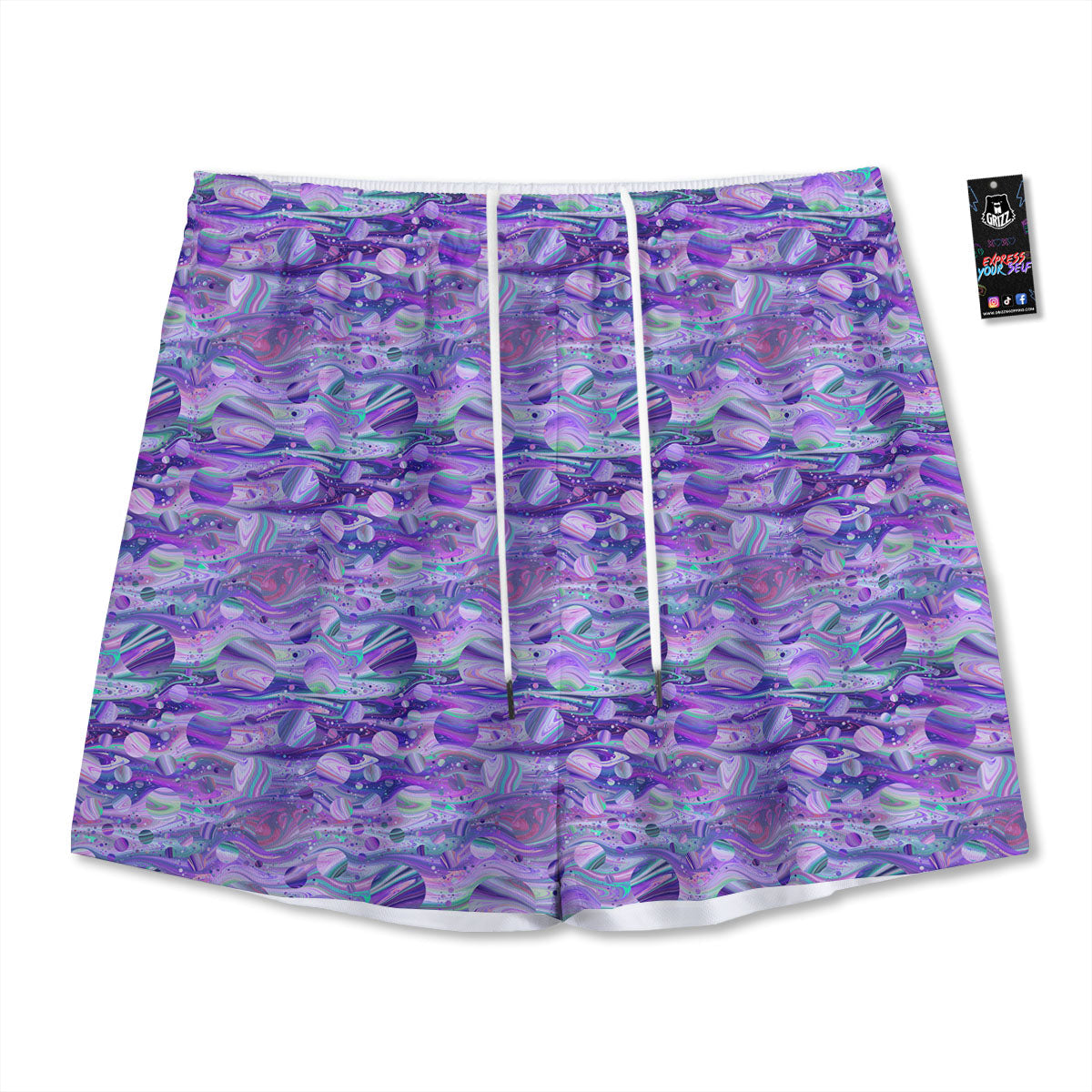 Planets Fantasy Print Pattern Mesh Shorts-grizzshop