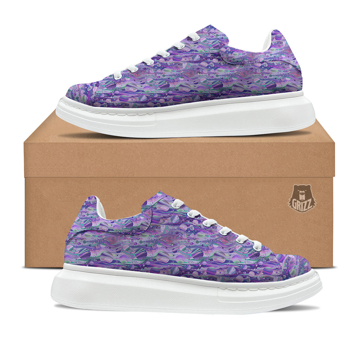 Planets Fantasy Print Pattern Platform Shoes-grizzshop