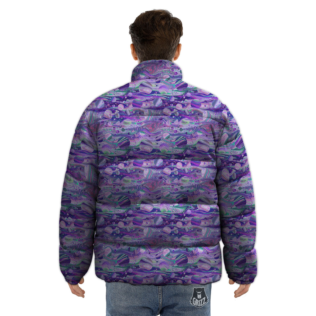Planets Fantasy Print Pattern Puffer Jacket-grizzshop