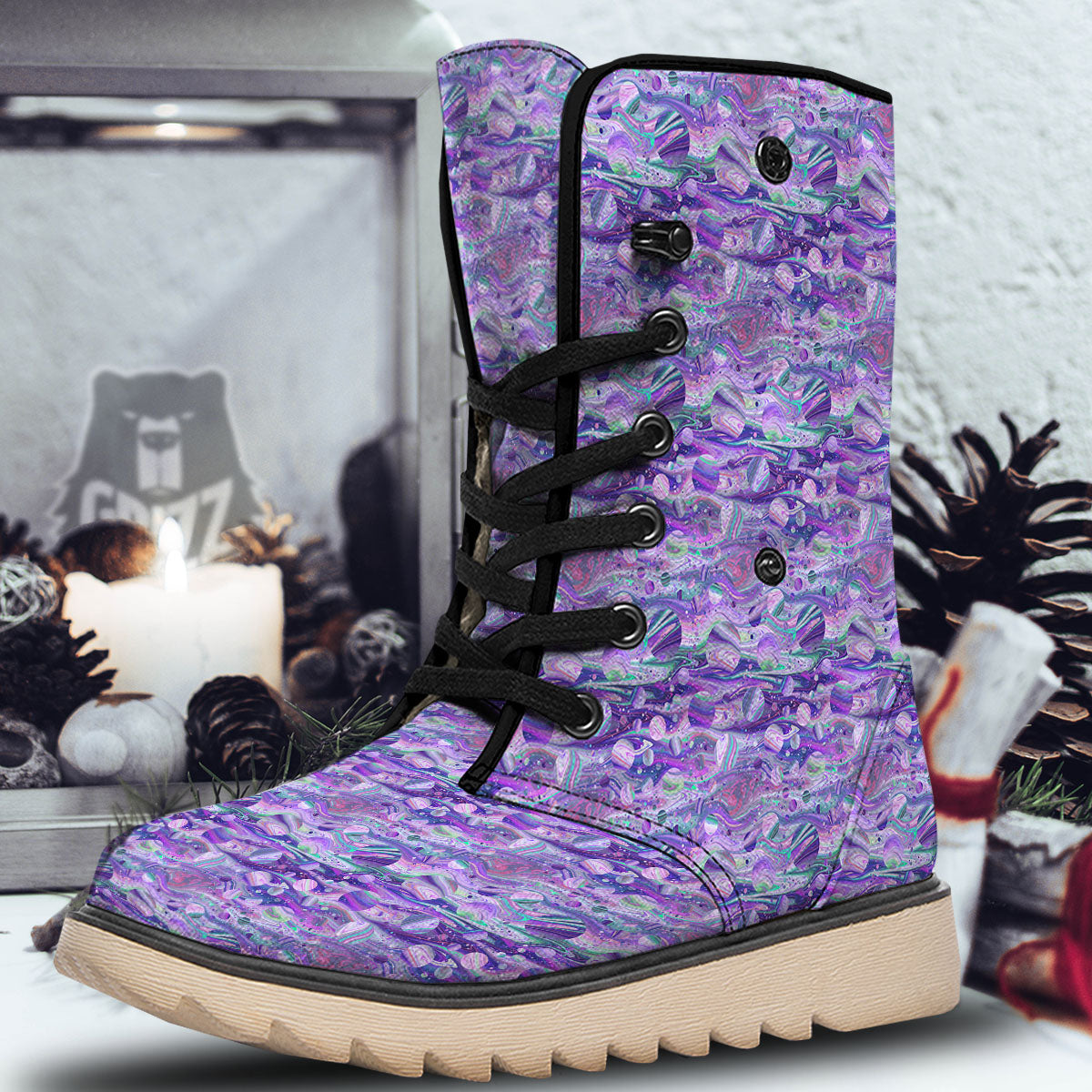 Planets Fantasy Print Pattern Snow Boots-grizzshop
