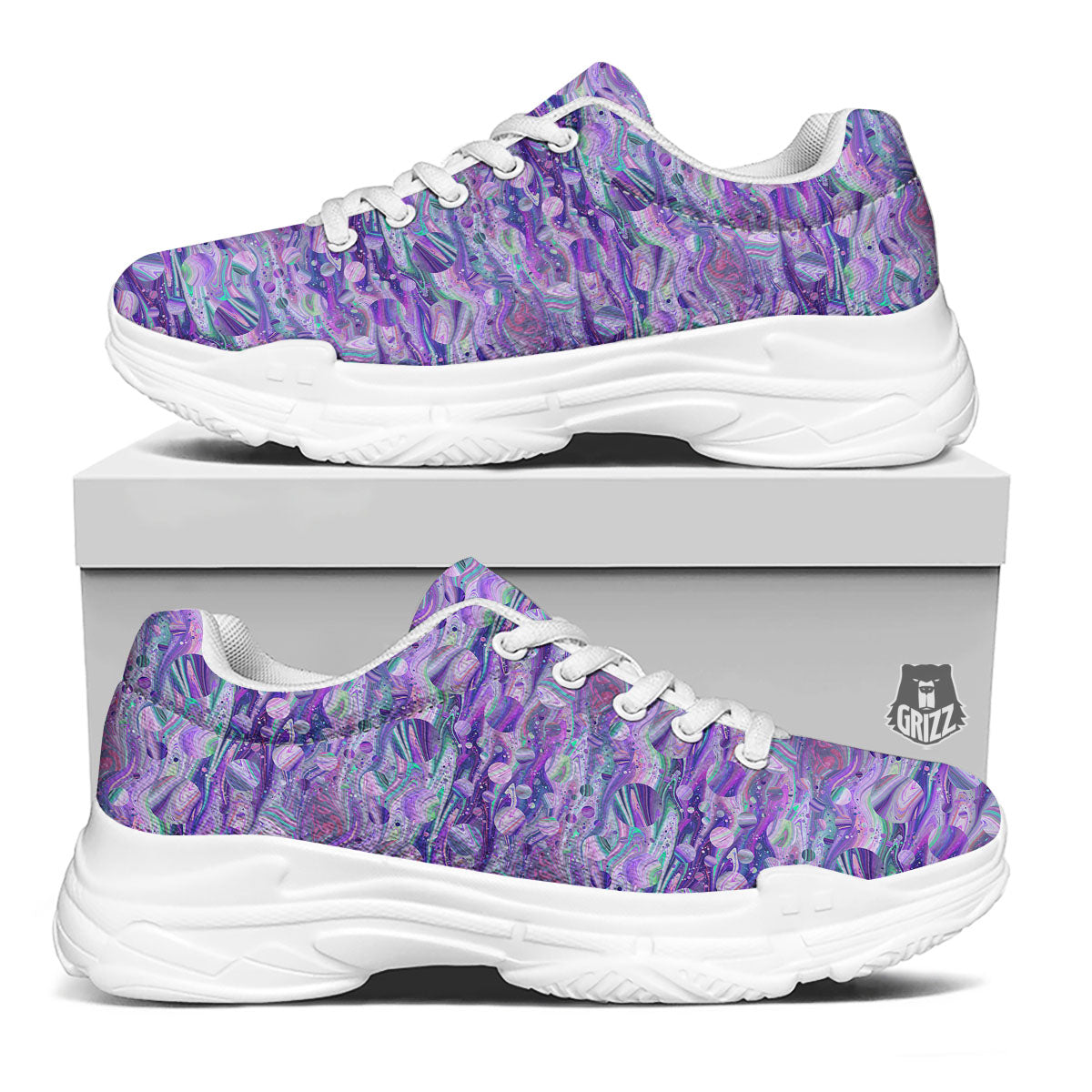 Planets Fantasy Print Pattern White Chunky Shoes-grizzshop