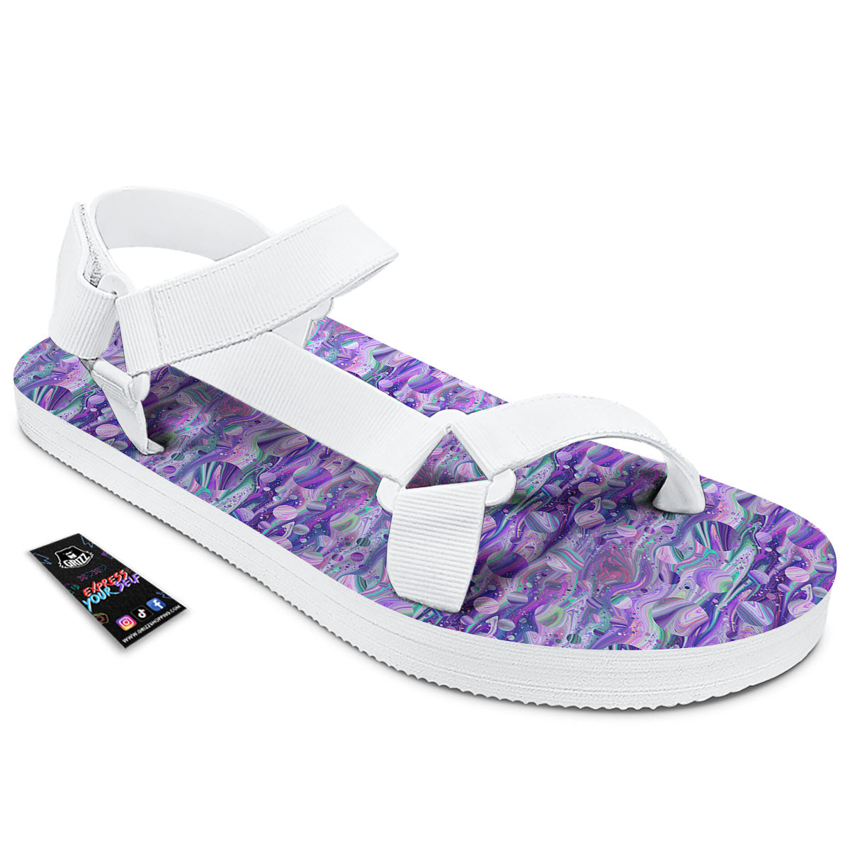 Planets Fantasy Print Pattern White Open Toe Sandals-grizzshop