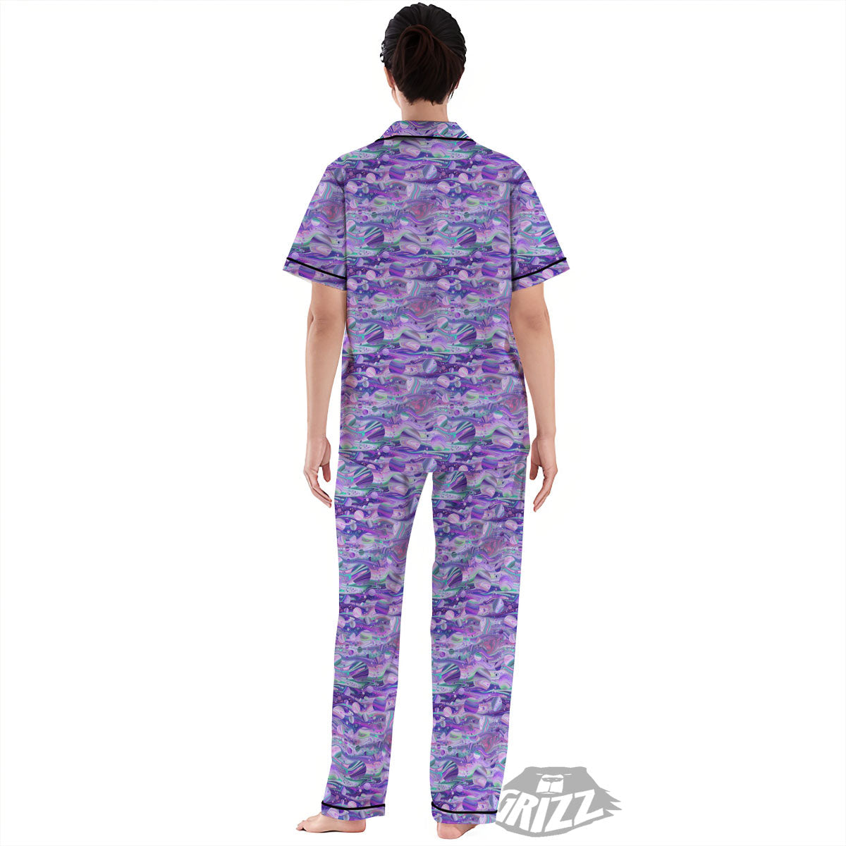 Planets Fantasy Print Pattern Women's Pajamas Set-grizzshop