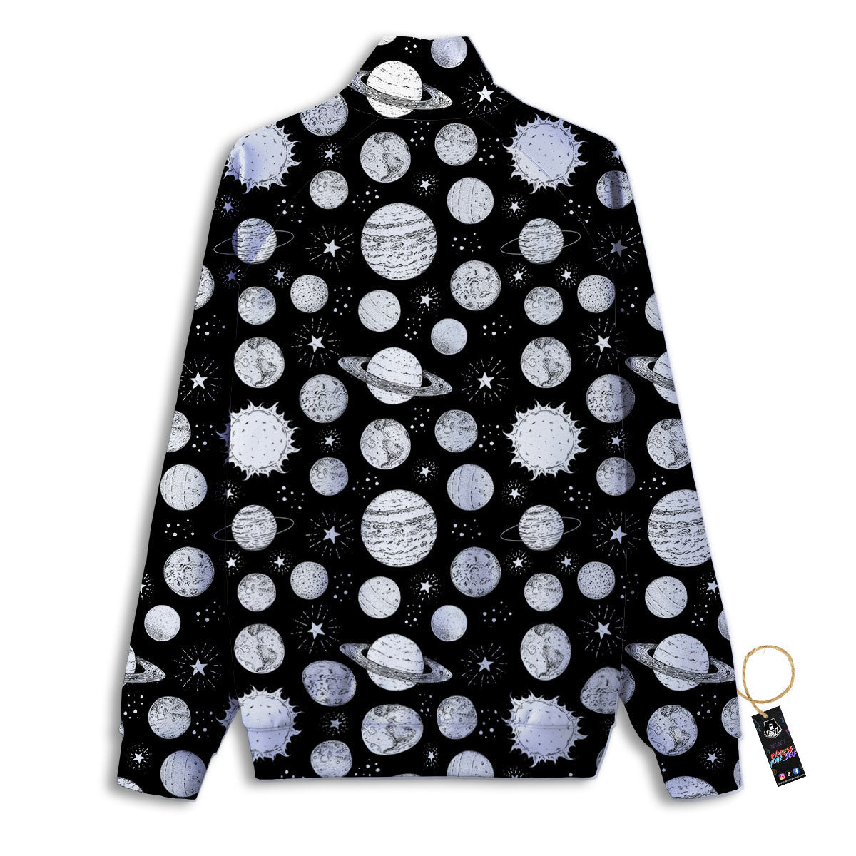 Planets White And Black Print Pattern Track Jacket-grizzshop