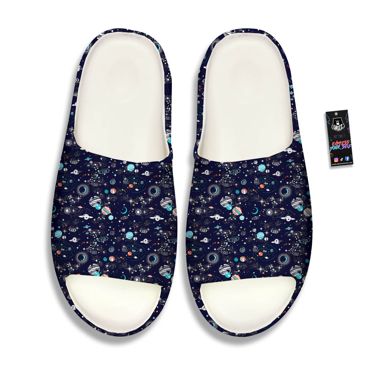 Planets And Constellations Print Pattern Sandals-grizzshop