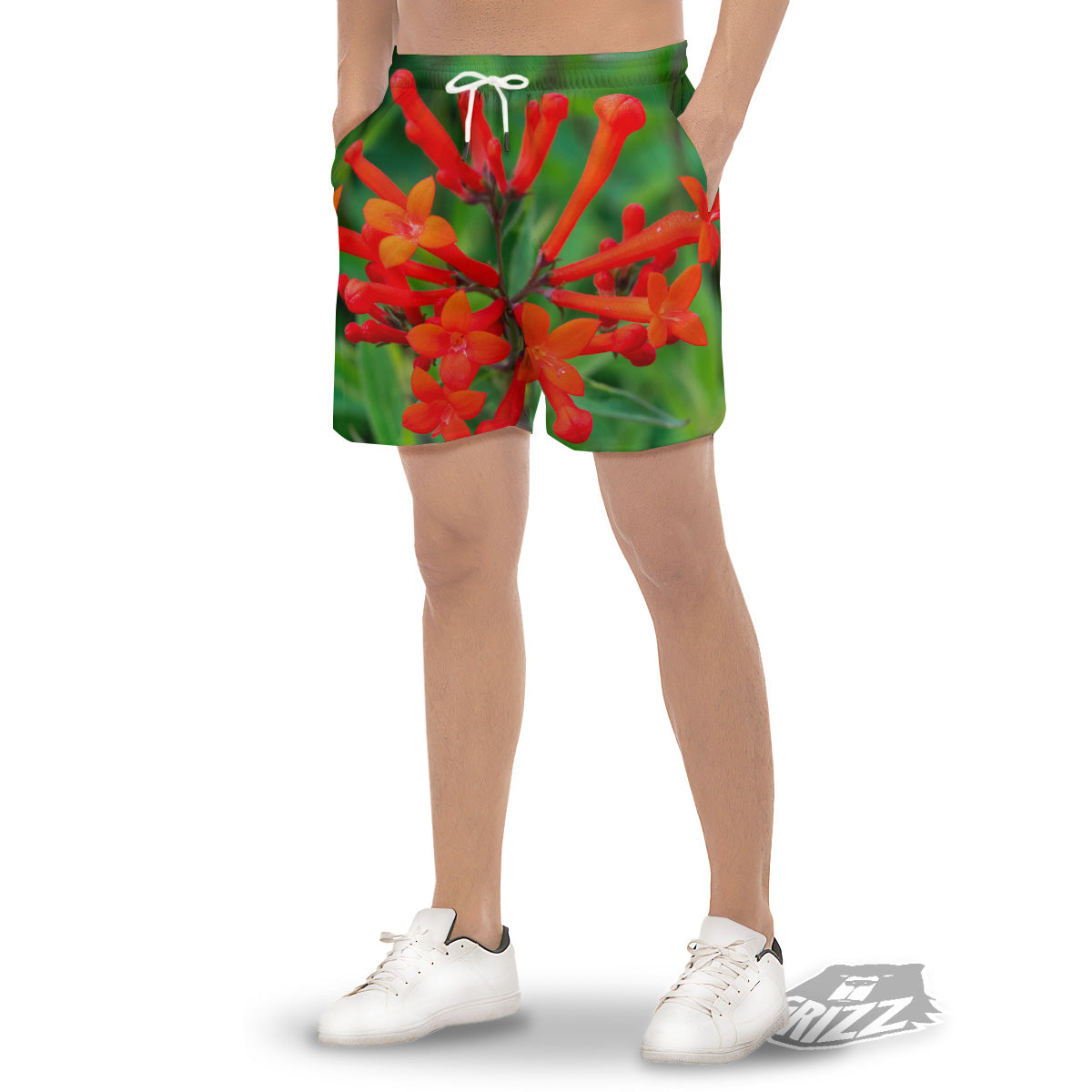 Plant Bouvardia Print Men's Gym Shorts-grizzshop