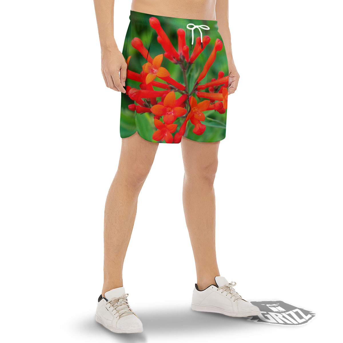 Plant Bouvardia Print Men's Gym Shorts-grizzshop